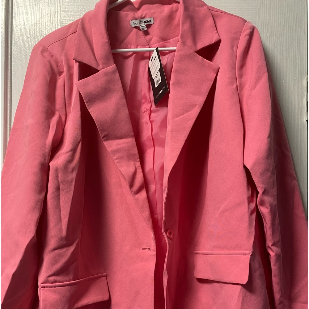 Pink two piece shirt suit